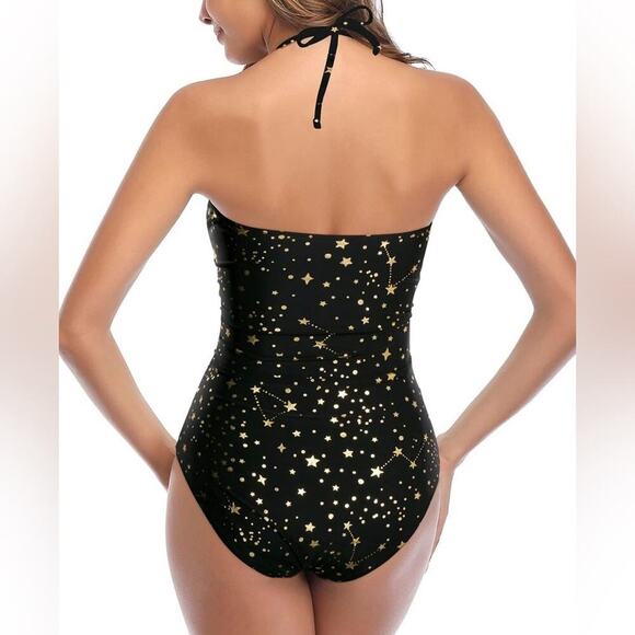 One Piece Swimsuits Tummy Control High Waisted Halter Front Tie Knot Size XL - Picture 2 of 6